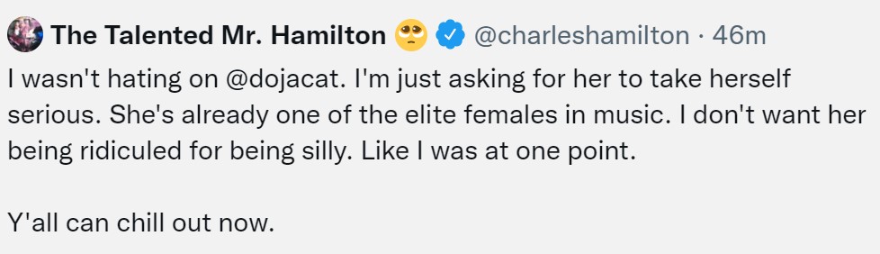 charles hamilton dissing doja cat