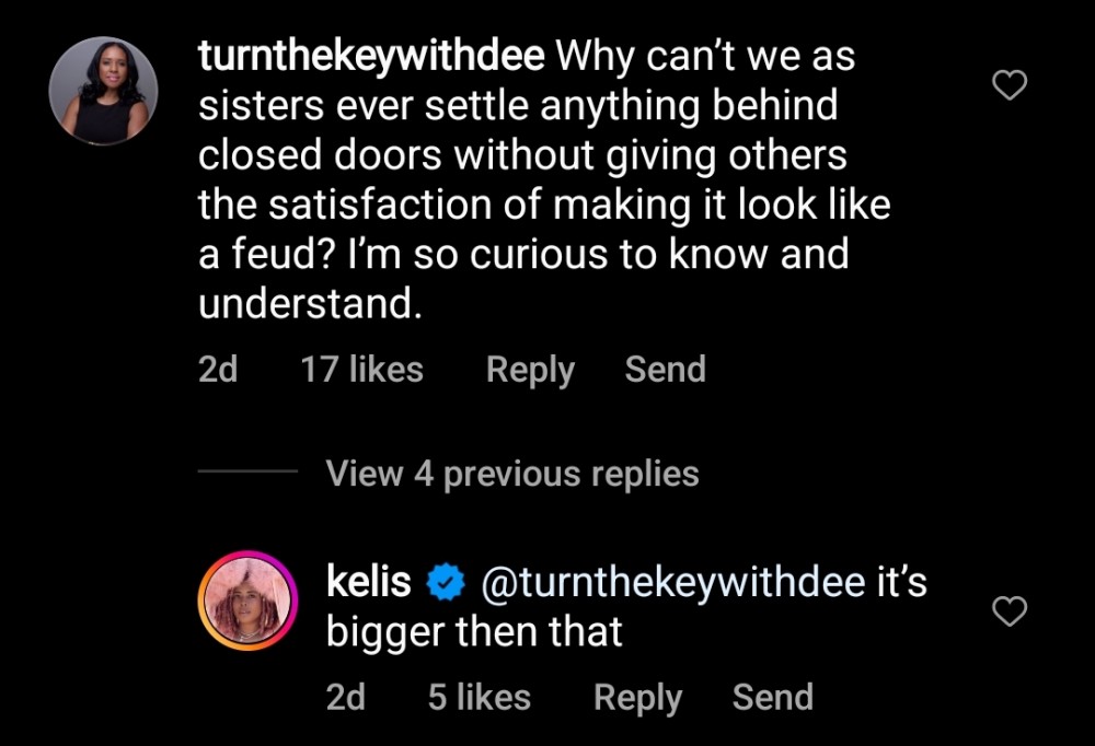 Kelis Instagram comments