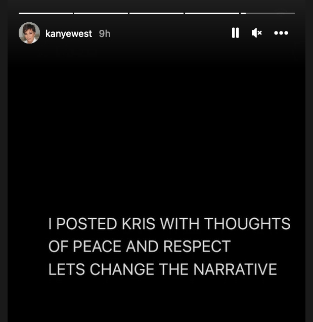 Kanye West Kris Jenner Instagram Story