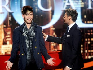Colton Dixon and Ryan Seacrest onstage at FOX's 