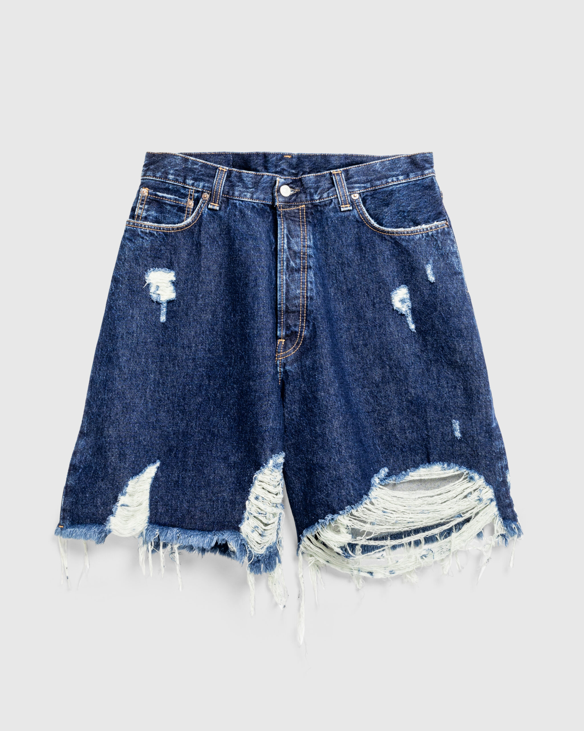 Acne Studios – Distressed Denim Shorts Mid Blue - Cargo Shorts - Blue - Image 1