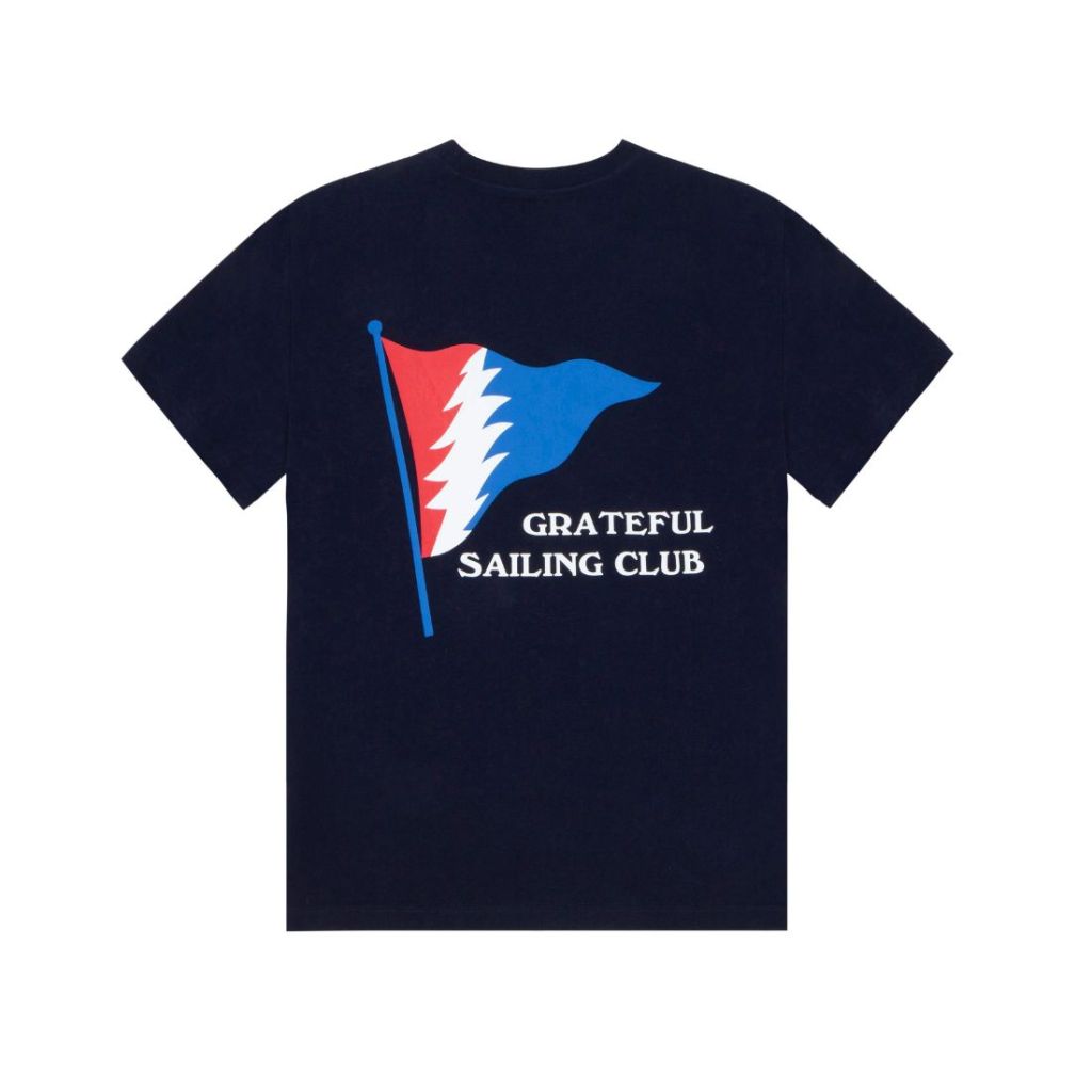 black grateful dead t-shirt with flag