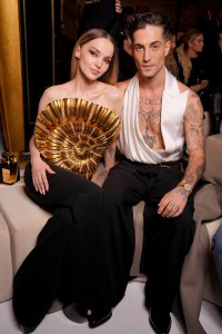 Dove Cameron and Damiano David at Balmain RTW Spring 2025 as part of Paris Ready to Wear Fashion Week held at Palais de Chaillot on September 25, 2024 in Paris, France.