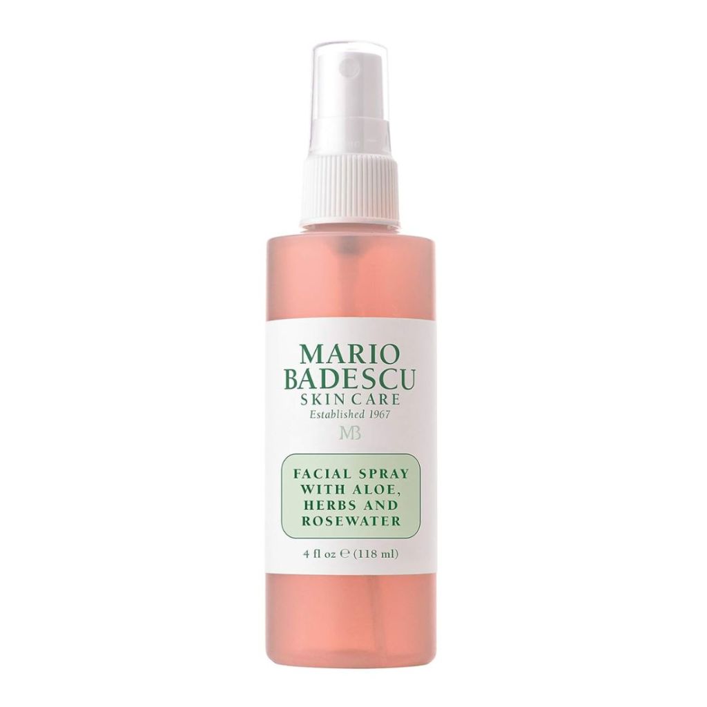 pink bottle of mario badescu facial spray