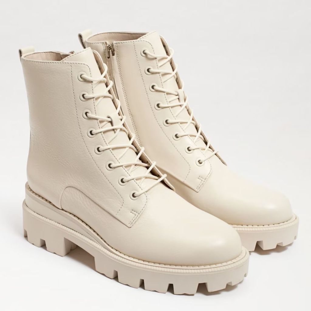 off white lace up combat boots